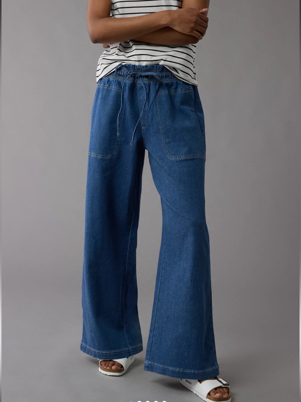 NWT!! American Eagle Dreamy Drape Linen Blend Pull-On Pants in Indigo
